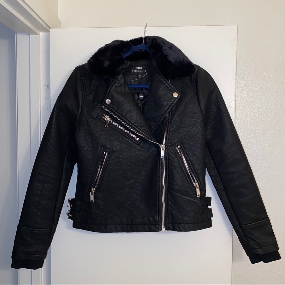 Black Coco Colette Moto Jacket - Faux Leather